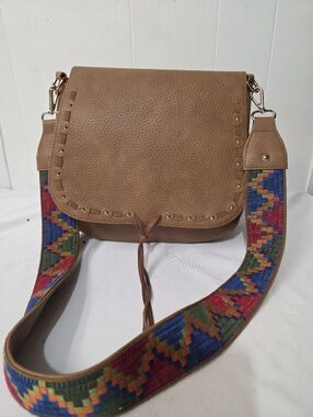 Steve Madden Nashville Style Boho Crossbody Saddle Bag Aztec Guitar Strap